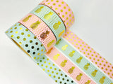 CLEARANCE!!! - Gold Foiled Embellished Washi Tape - Polka/pineapple