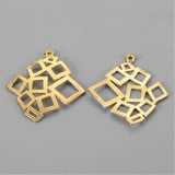 1pc, 29x25x1mm, Golden Rhombus Brass Pendant