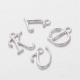 1pc / 1 Set, 12~17x4~15x2mm, Silver Plated Alloy Alphabet / Letter Pendant / Charm