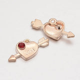 3pc, 10x21x3mm Arrow through a Heart with Word LOVE charm in Rose Gold
