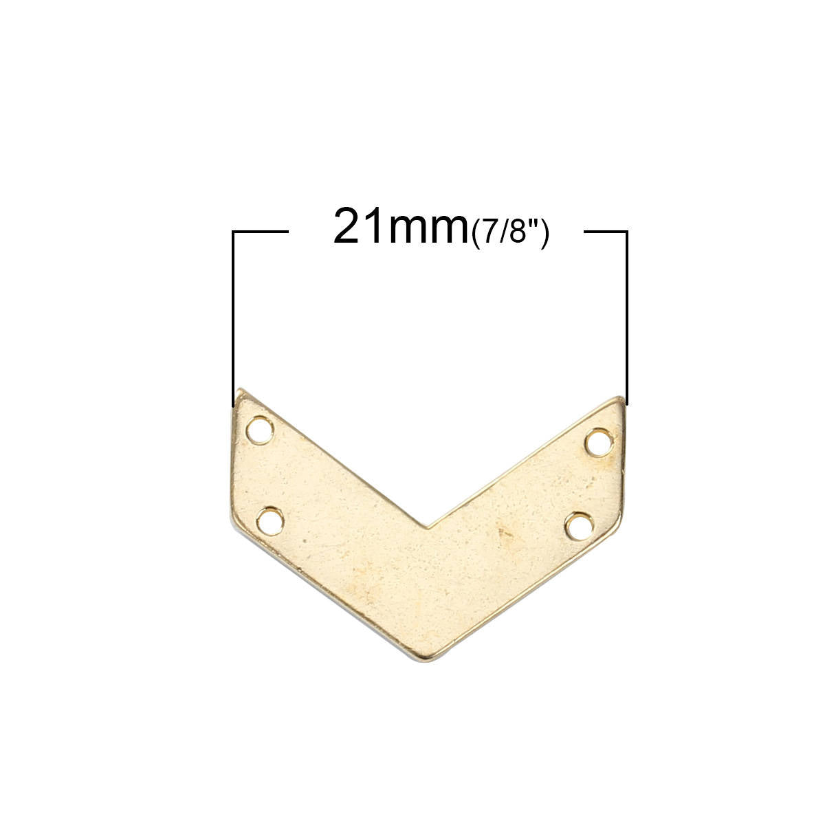 2pcs, 21mm x 14mm, Zinc Based Alloy Chevron Connectors V-shaped Double side Hole  in Gold