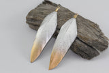 2pc Natural Boho Feather Pendant Spray Painted in Silver & Gold