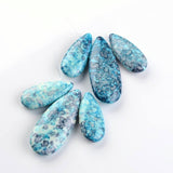 1 set (3 pcs), 34~49x15~20x7mm, Drop Natural Dyed Ocean White Jade Pendant Sets, in Deep Sky Blue,