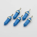 1pc,  , 40x14x10.5mm Natural Bullet Shaped Synthetic Turquoise Pendant with with Platinum Tone Alloy Findings