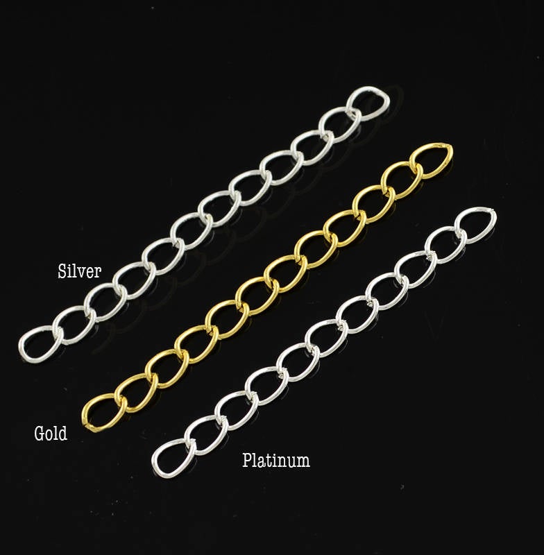 10pcs, 50x3.5mm,  Iron Ends with Twist Extender Chains - Choose your colour