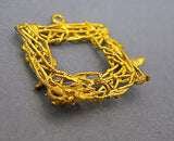 2pc, 20x20x2.5mm, Brass Pendants, Hollow, Lead Free, Square, Golden
