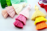 2pc, 7.5cm 3 Layer Multi Coloured Silk Tassel