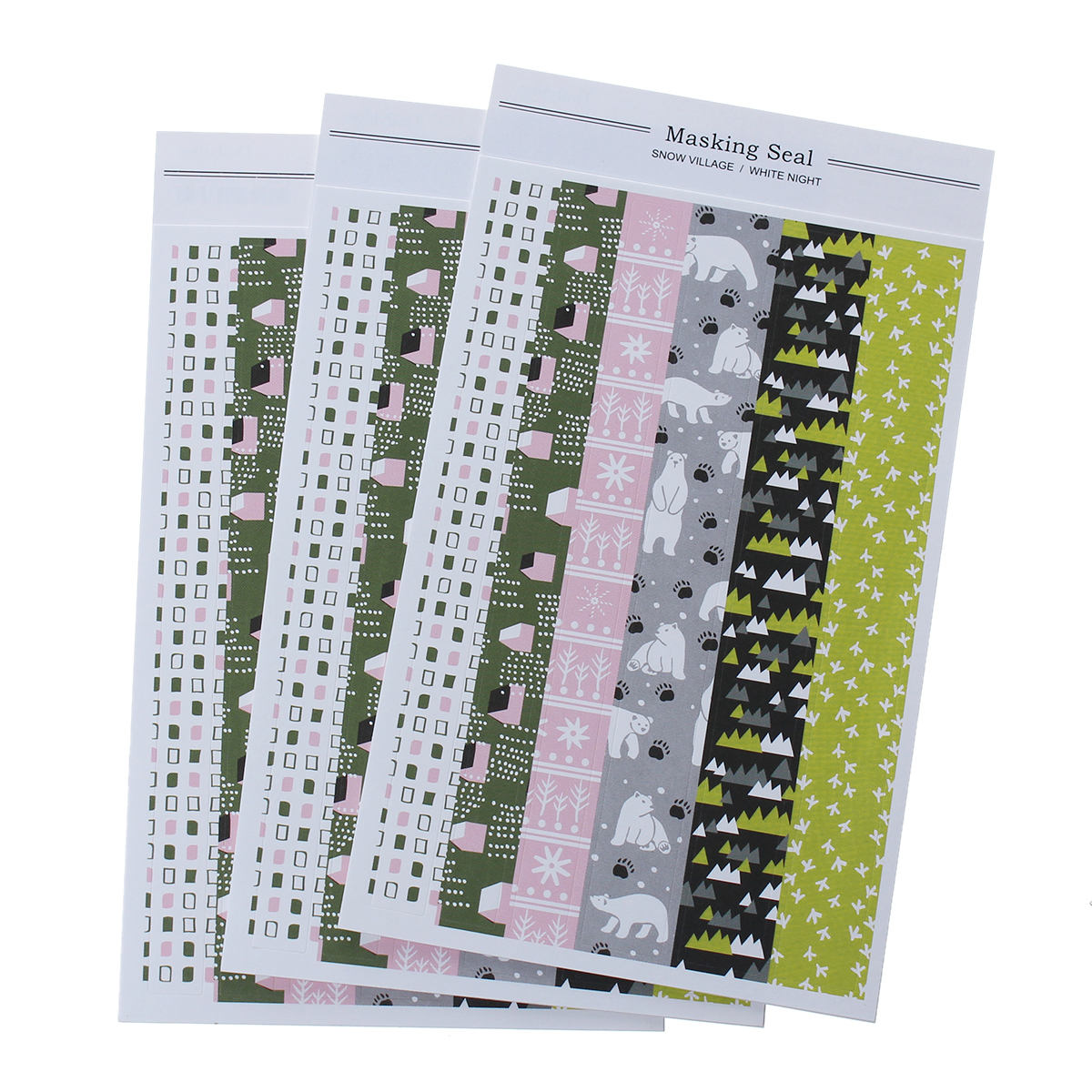 CLEARANCE!!! - 1 Sheet, Deco Stickers Rectangle, Snow Village/white Night Pattern