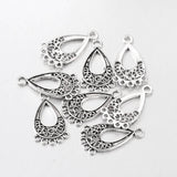 1 Pair (2pcs) , 28x15.5x1mm, Tibetan Style Chandelier Component Links Drop, Antique Silver