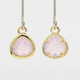 2pcs, 11x8.5x4mm Real Gold Plated Brass Glass Pendants, Faceted Triangle Charms, Lavender Blush