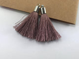 2pc 40mm Beautiful Brown Silk Tassel In Silver Cap