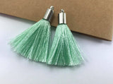 2pc 40mm Beautiful Mint Silk Tassel In Silver Cap