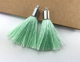 2pc 40mm Beautiful Mint Silk Tassel In Silver Cap