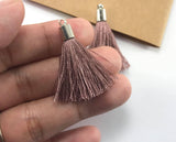 2pc 40mm Beautiful Brown Silk Tassel In Silver Cap