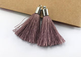 2pc 40mm Beautiful Brown Silk Tassel In Silver Cap