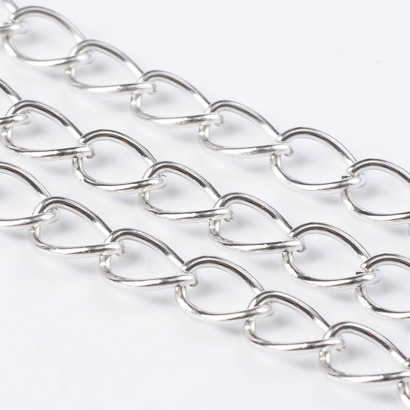 1 meter, 11x8x1.4mm Iron Based Alloy Open Link Curb Chain Findings in Platinum