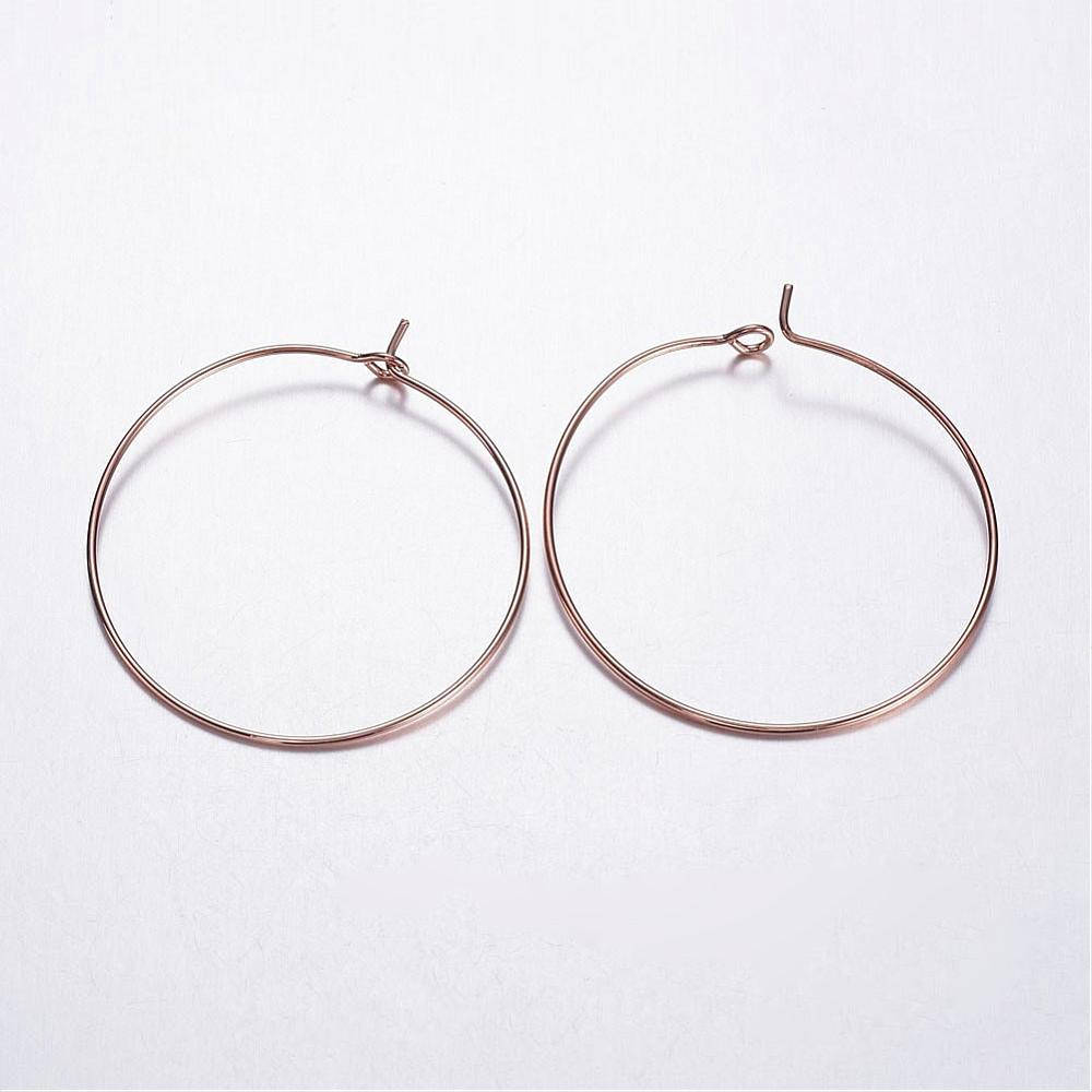5 Pairs (10pcs) / 10 pairs (20pcs) , 35mm, Brass Earring Hoop / Wine Glass Charm Loop in Rose Gold