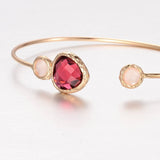 1pc, 43x62mm, Golden Plated Brass Glass Cuff Bangle in Red