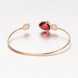 1pc, 43x62mm, Golden Plated Brass Glass Cuff Bangle in Red