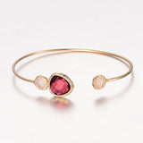 1pc, 43x62mm, Golden Plated Brass Glass Cuff Bangle in Red