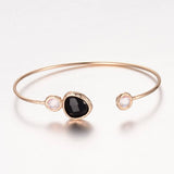 1pc, 43x62mm, Golden Plated Brass Glass Cuff Bangle in Pink
