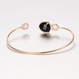 1pc, 43x62mm, Golden Plated Brass Glass Cuff Bangle in Pink