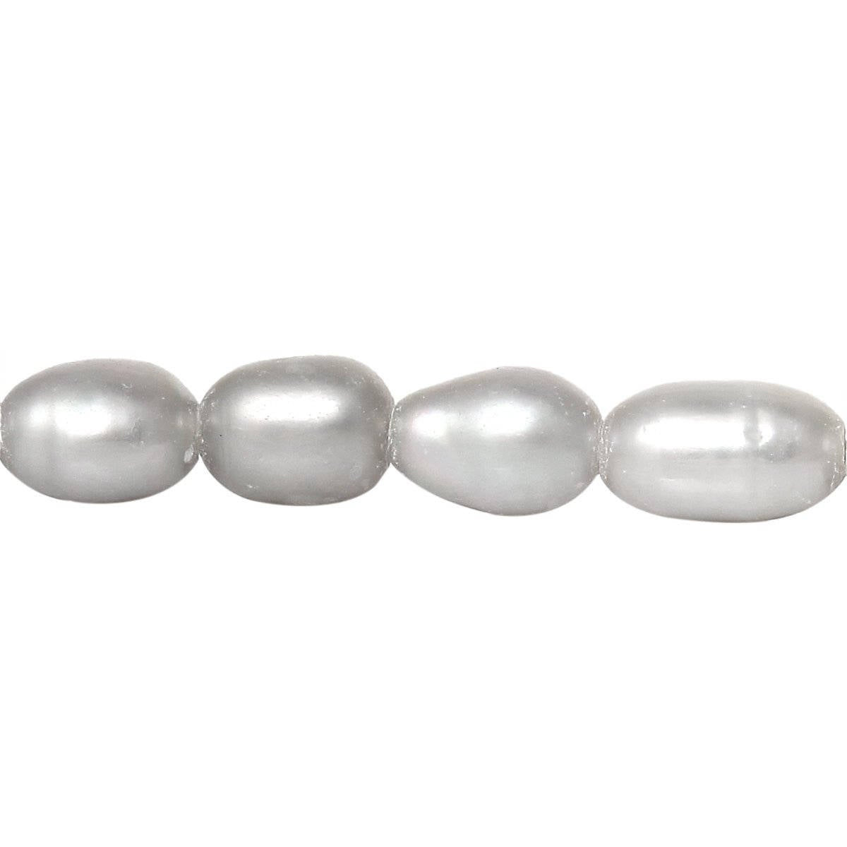 1 Strand(approx 80 Pcs), 5mmx3mm, Grade A Natural Freshwater Cultured Pearl In Gray
