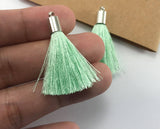 2pc 40mm Beautiful Mint Silk Tassel In Silver Cap