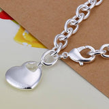 1pc, 20.32cm Brass Cross Chain Cable Chain Bracelet with Lobster Clasps and Heart Charm in Silver