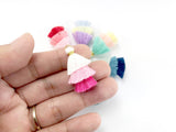 2pcs, 3.5cm, Mini 3 Layer Single Coloured Cotton Tassel