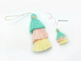 2pcs, 3.5cm, Mini 3 Layer Multi Coloured Cotton Tassel III