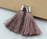 2pc 40mm Beautiful Brown Silk Tassel In Silver Cap