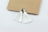2pcs, 40mm Beautiful White Silk Tassel In Silver Cap