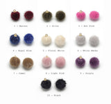 10pcs, 10mm Mini Imitation Mink Fur Woven Cloth Pendants, with Golden Tone Brass Findings - Choose Your Colour