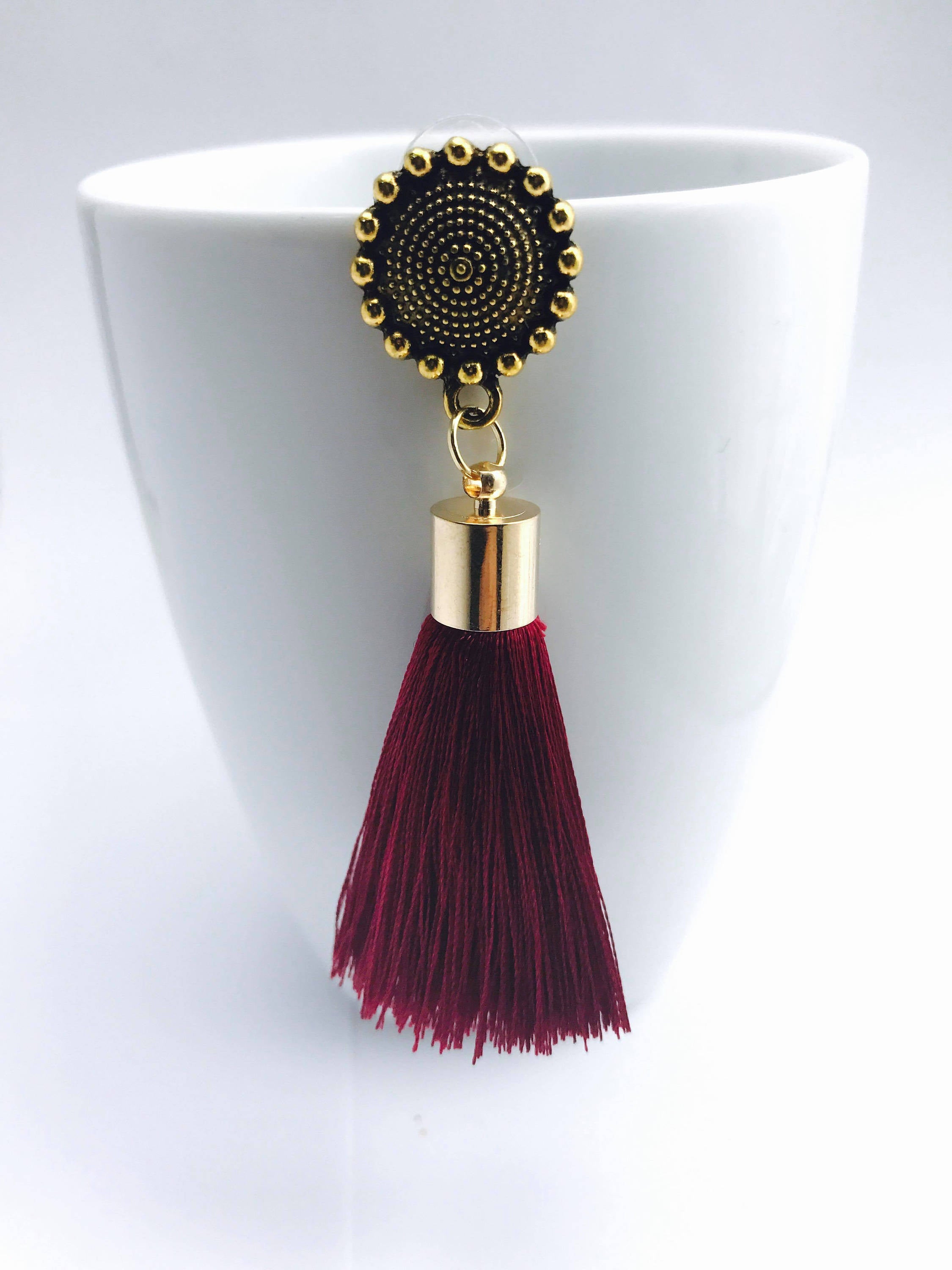 2pcs, 50mm Beautiful Silk Tassel With Gold Cap III