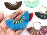 2pc, 5cm, Cotton Tassels In Round Metal Loop / Ring