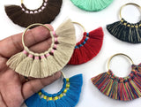 2pc, 5cm, Cotton Tassels In Round Metal Loop / Ring