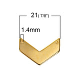 2pcs, 21mm X 14mm, Zinc Based Alloy Chevron Connectors V-shaped In Gold