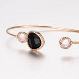 1pc, 43x62mm, Golden Plated Brass Glass Cuff Bangle in Pink