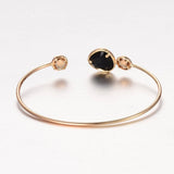1pc, 43x62mm, Golden Plated Brass Glass Cuff Bangle in Coffee