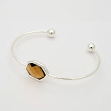 1pc, 40x57mm, Silver Plated Brass Glass Cuff Bangles, Torque Bangles in Camel