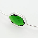 1pc, 40x57mm, Silver Plated Brass Glass Cuff Bangles, Torque Bangles in Green