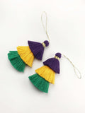 1pc, 8cm , Mardi Gras Inspired 3 Layer Multi Coloured Cotton Tassel