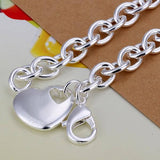 1pc, 20.32cm Brass Cross Chain Cable Chain Bracelet with Lobster Clasps and Heart Charm in Silver