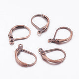 10pcs (5pairs), 15x10mm, Brass Lever Back Hoop Earrings, Nickle Free, Red Copper