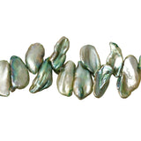 1 Strand (approx 77 Pcs) , 17mm x 8mm, Freshwater Cultured Pearl Loose Beads in Green AB