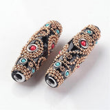 1pc, 60x17mm, Rice Handmade Indonesia Beads, with Gold  Plated Alloy Cores, Black