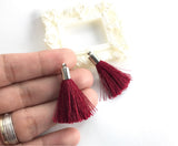 2pc Approx 35-40mm, Beautiful Maroon Silk Tassel In Silver Cap