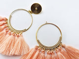 2pcs (1pair), 5cm, Cotton Tassels In Light Round Copper Loop / Ring