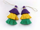 1pc, 8cm , Mardi Gras Inspired 3 Layer Multi Coloured Cotton Tassel